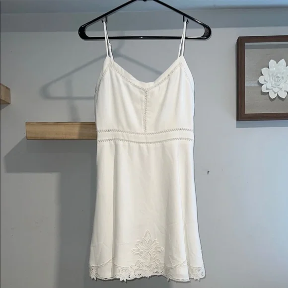 White Lace Trim Dress - Picture 1 of 3